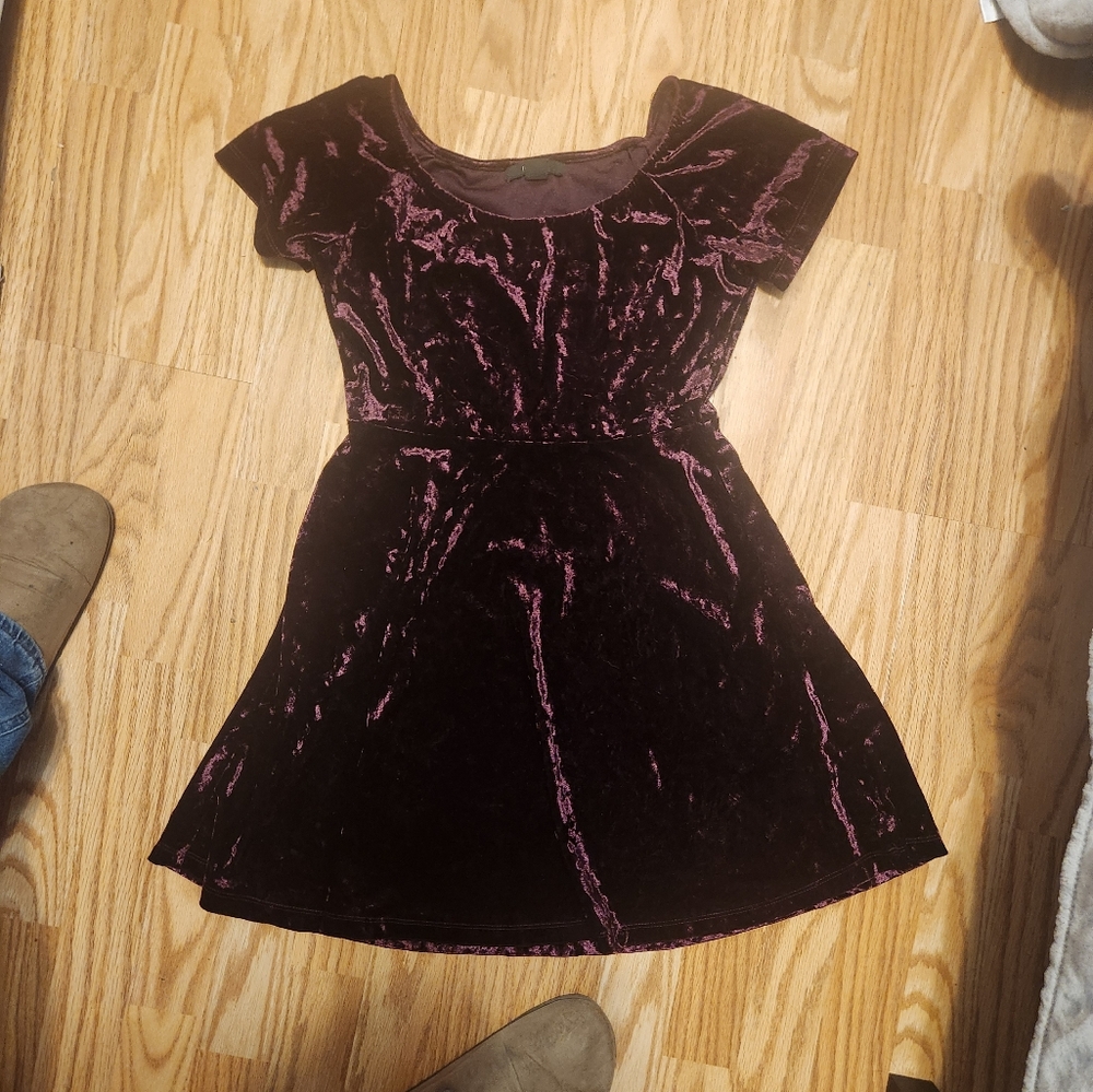 Womens Velvet Purple Dress